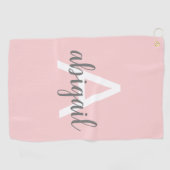 Rosa Modernes Monogramm Niedlich Golfhandtuch (Horizontal)