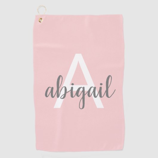 Rosa Modernes Monogramm Niedlich Golfhandtuch (Vorderseite)