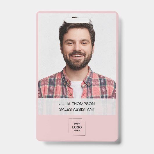 Rosa modernes professionelles Identitätsdesign Ausweis (Vorderseite)