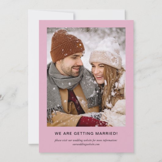 Rosa Modernes, stilvolles Minimales Foto Save the  Save The Date (Rückseite)