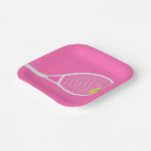 Rosa Modernes Tennisball-Ball Weißer Racket Pappteller (Gewinkelt)