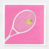 Rosa Modernes Tennisball-Ball Weißer Racket Serviette (Vorderseite)