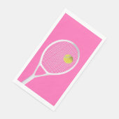 Rosa Modernes Tennisball-Ball Weißer Racket Serviette (Ecke)
