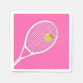 Rosa Modernes Tennisball-Ball Weißer Racket Serviette (Vorderseite)