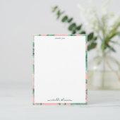 Rosa Modernes tropisches Bananenpalme Blätter Dankeskarte (Stehend Vorderseite)