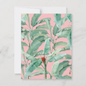 Rosa Modernes tropisches Bananenpalme Blätter Dankeskarte (Rückseite)