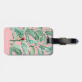 Rosa Modernes tropisches Bananenpalme Blätter Gepäckanhänger (Rückseite horizontal)