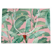 Rosa Modernes tropisches Bananenpalme Blätter Große Geschenktüte (Vorderseite)