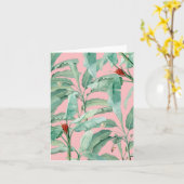 Rosa Modernes tropisches Bananenpalme Blätter Karte (Gelbe Blume)
