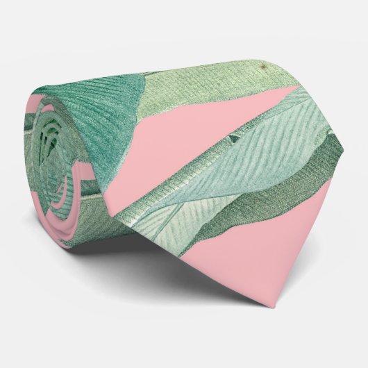 Rosa Modernes tropisches Bananenpalme Blätter Krawatte (Gerollt)