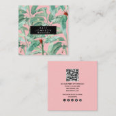 Rosa Modernes tropisches Bananenpalme Blätter Quadratische Visitenkarte (Vorne/Hinten)