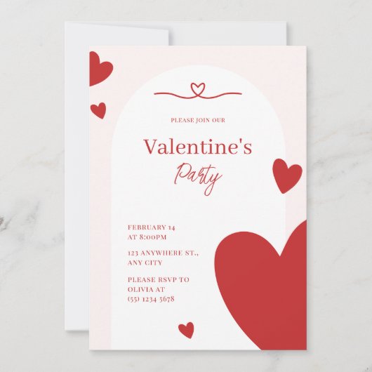 Rosa Modernes Valentinstag Party Einladung (Vorderseite)