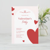 Rosa Modernes Valentinstag Party Einladung (Stehend Vorderseite)
