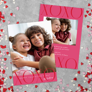 Rosa Modernes XOXO Foto Valentinstag Feiertagskarte