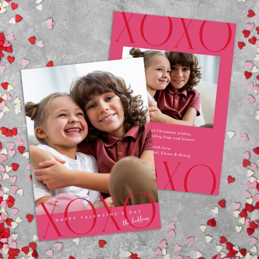 Rosa Modernes XOXO Foto Valentinstag Feiertagskarte