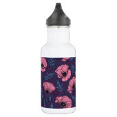 Rosa Mohn auf dunkelviolett Edelstahlflasche (Rechts)