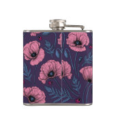 Rosa Mohn auf dunkelviolett Flachmann (Rückseite)