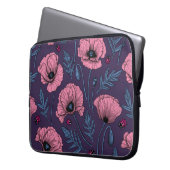 Rosa Mohn auf dunkelviolett Laptopschutzhülle (Vorderseite Links)