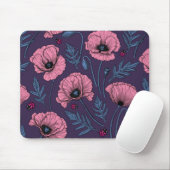 Rosa Mohn auf dunkelviolett Mousepad (Mit Mouse)