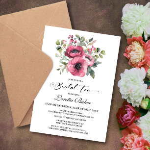 Rosa Mohn Floral Braut Tee Einladung