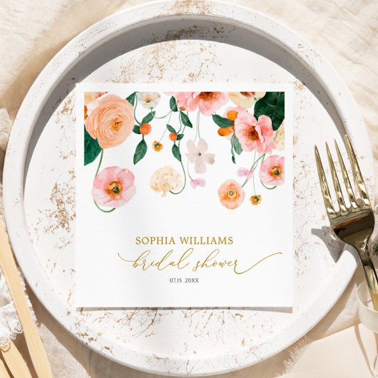 Rosa Mohn Floral Hochzeitsdusche Servietten