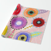 Rosa Mohn Geschenkpapier (Ungerollt)