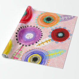 Rosa Mohn Geschenkpapier