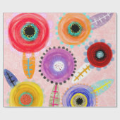 Rosa Mohn Geschenkpapier (Flach)