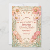 Rosa Mohn-Quinceañera-Feier Einladung (Vorderseite)