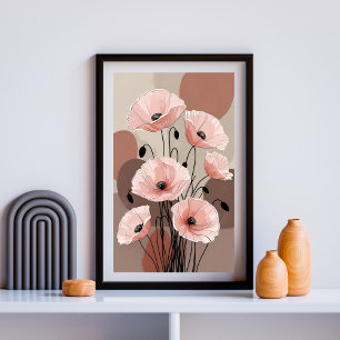 Rosa Mohn-Silhouetten Fotodruck