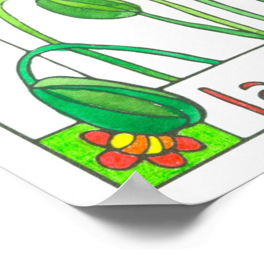 Rosa Mohnblume Blume Garten Vogelbad Poster (Ecke)