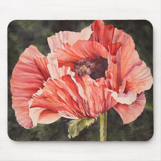Rosa Mohnblume-botanischer Blumencomputer Mousepad (Vorne)