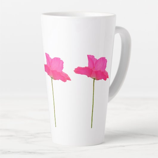 Rosa Mohnblume Latte Tasse (Rechte Ecke)