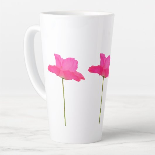 Rosa Mohnblume Latte Tasse (Linke Ecke)
