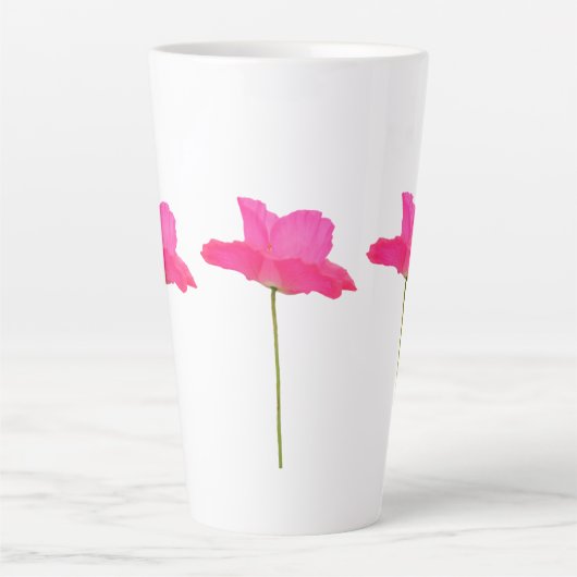 Rosa Mohnblume Latte Tasse (Vorderseite)