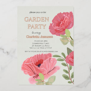 Rosa Mohnblumen Blumen Gartenparty Hochzeits Einla Folieneinladung