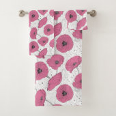Rosa Mohnblumen-Blumentuch-Set Badhandtuch Set (Insitu)