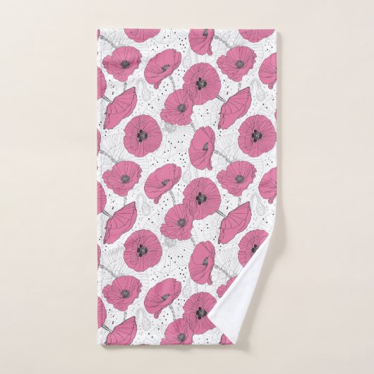 Rosa Mohnblumen-Blumentuch-Set Badhandtuch Set (Handtuch)