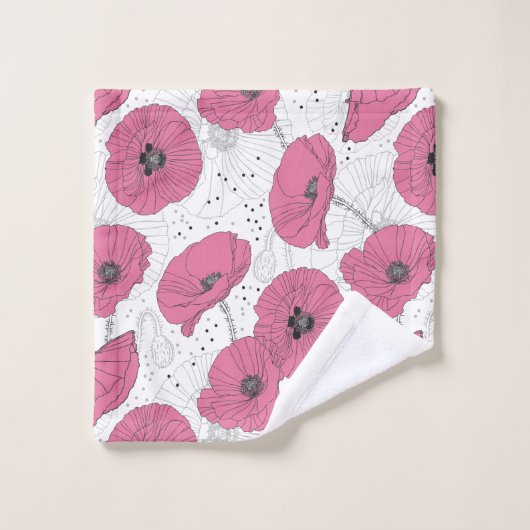 Rosa Mohnblumen-Blumentuch-Set Badhandtuch Set (Waschlappen)
