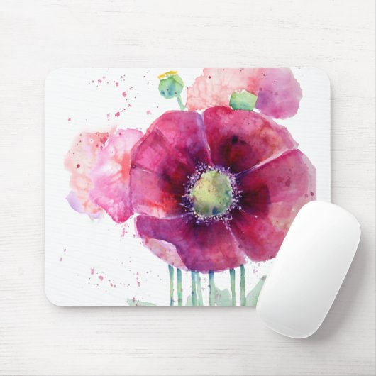 Rosa Mohnblumen Mousepad (Mit Mouse)