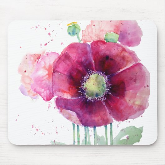 Rosa Mohnblumen Mousepad (Vorne)