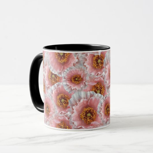 rosa Mohnblumen Tasse (Vorderseite Links)