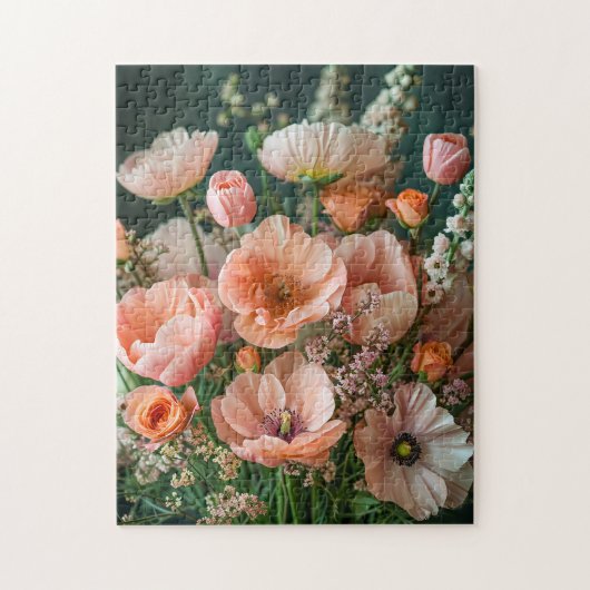 Rosa Mohnblumen und Löwenmaulblüten Puzzle (Vertikal)