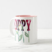 Rosa Mohnblumen Zweifarbige Tasse (Vorderseite Links)