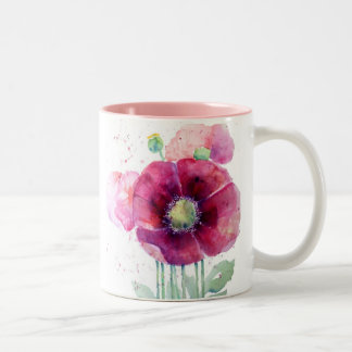 Rosa Mohnblumen Zweifarbige Tasse