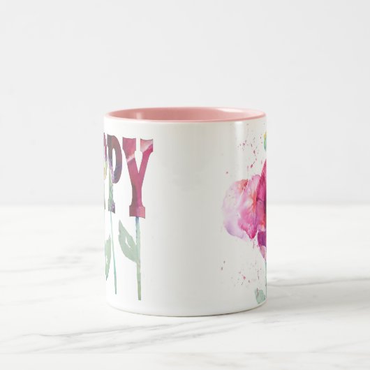 Rosa Mohnblumen Zweifarbige Tasse (Mittel)