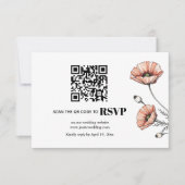 Rosa Mohnblüten Blume QR Code Blumenzucht RSVP Karte (Vorderseite)