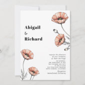 Rosa Mohnblüten Wildblumen Blumenkohl QR Hochzeit Einladung (Vorderseite)