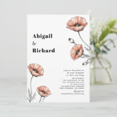 Rosa Mohnblüten Wildblumen Blumenkohl QR Hochzeit Einladung (Stehend Vorderseite)