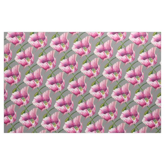 Rosa Mohnblütenkunst Blume Stoff (Fat Quarter (45,7 x 55,9 cm))